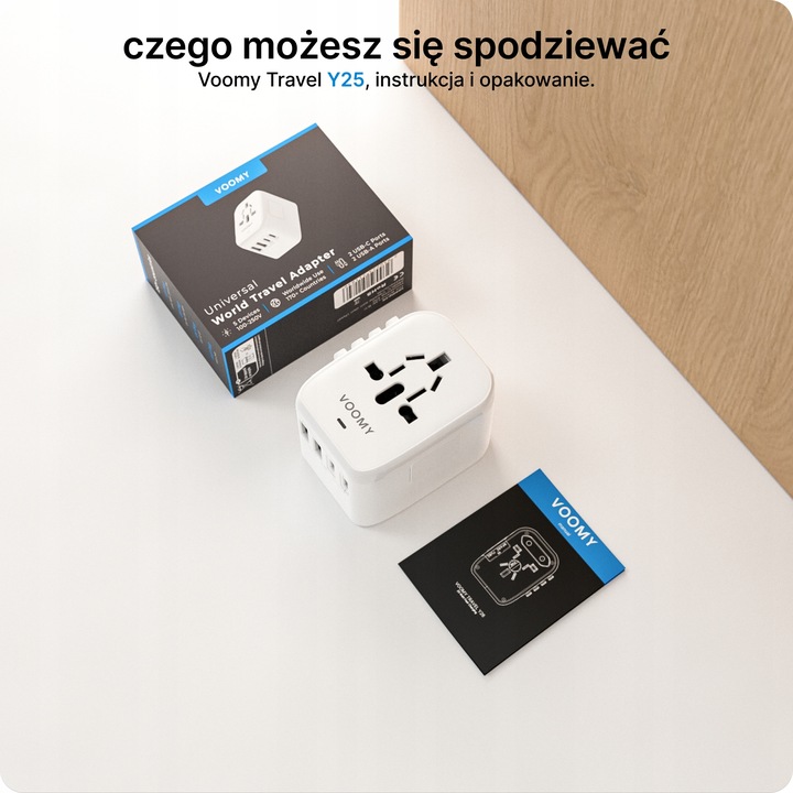 Adapter Podróżny VOOMY Z Ponad 170 Narodów - 2 Usb A 2 Usbc Biały