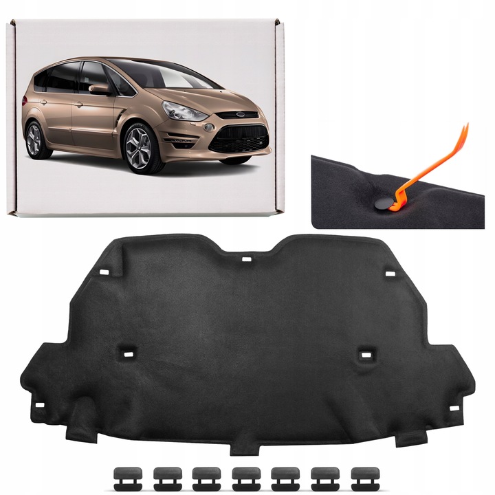 FORD S-MAX MK1 I 2006-14 WYGŁUSZENIE MASKI KOMPLET ZE SPINKAMI AM21U16746AA