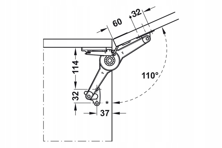 Siłownik meblowy do frontów HAFELE DUO rozwórka nożycowa podnośnik