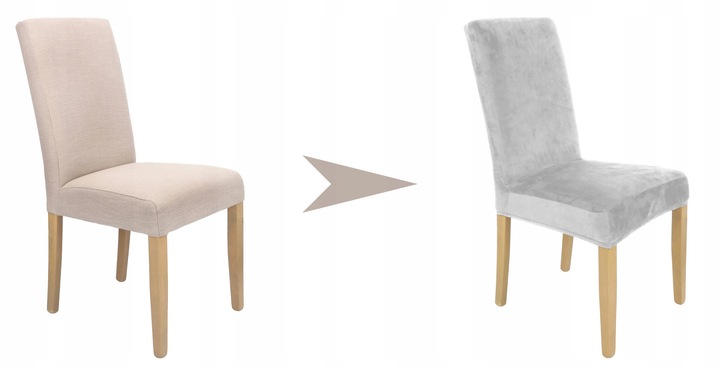 ZESTAW 6 SZT. POKROWCE POKROWIEC NA KRZESŁO JASNY SZARY WELUR ELASTYCZNY