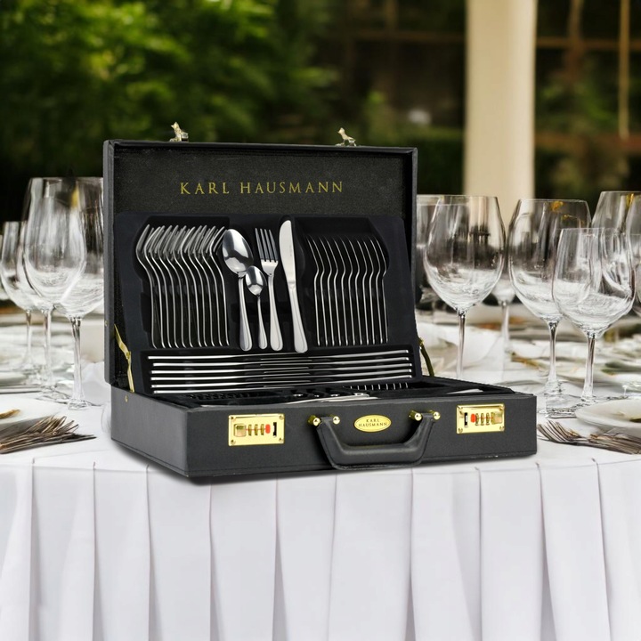 KOMPLET SZTUĆCÓW 72 EL WALIZKA DLA 12 OSÓB zestaw srebrne sztućce