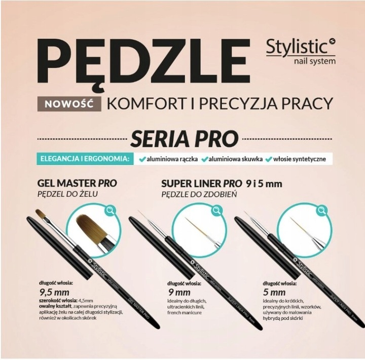 STYLISTIC PĘDZELEK DO ŻELU DO PAZNOKCI GEL MASTER PRO