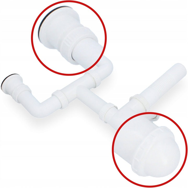 Syfon Zlewu DWUKOMOROWEGO 50 mm Odpływ PODWÓJNY Zlewozmywaka Sitko Manua W2