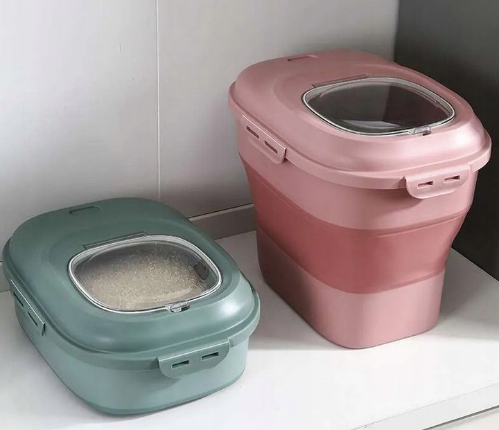 DUŻY POJEMNIK NA KARMĘ DLA PSA SKŁADANY SILIKON RÓŻOWY