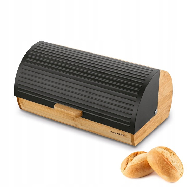 CHLEBAK Bambusowy POJEMNIK na CHLEB SOLIDNY Czarny Konighoffer Fushion