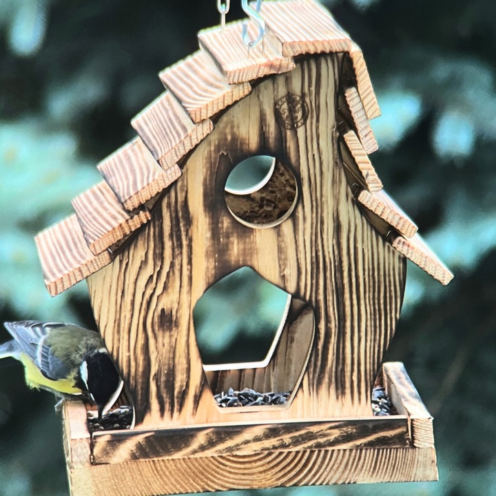 Karmnik Dla Ptaków Opalany Solidny Na Łańcuchu + 200g karmy