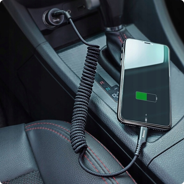 MOCNY KABEL PRZEWÓD ELASTYCZNY SPIRALNY USB DO LIGHTNING iPhone 2A 1m