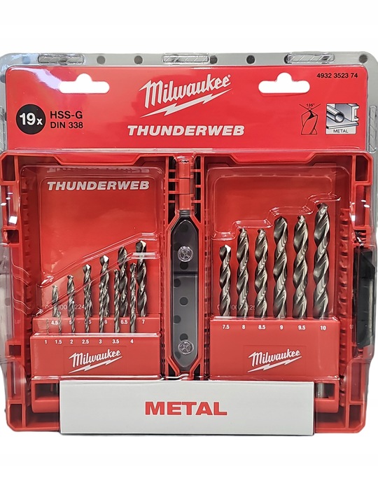 Wiertła do metalu zestaw wierteł hss-g mm wiertło 19 szt komplet Milwaukee