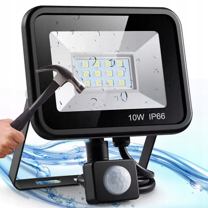 HALOGEN LED 10W LAMPA Z CZUJNIK RUCHU ZMIERZCHU NAŚWIETLACZ ZEWNĘTRZNY