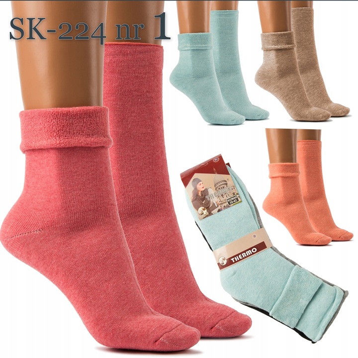 Skarpety damskie BAWEŁNIANE BEZUCISKOWE TERMICZNE CIEPŁE 39-42