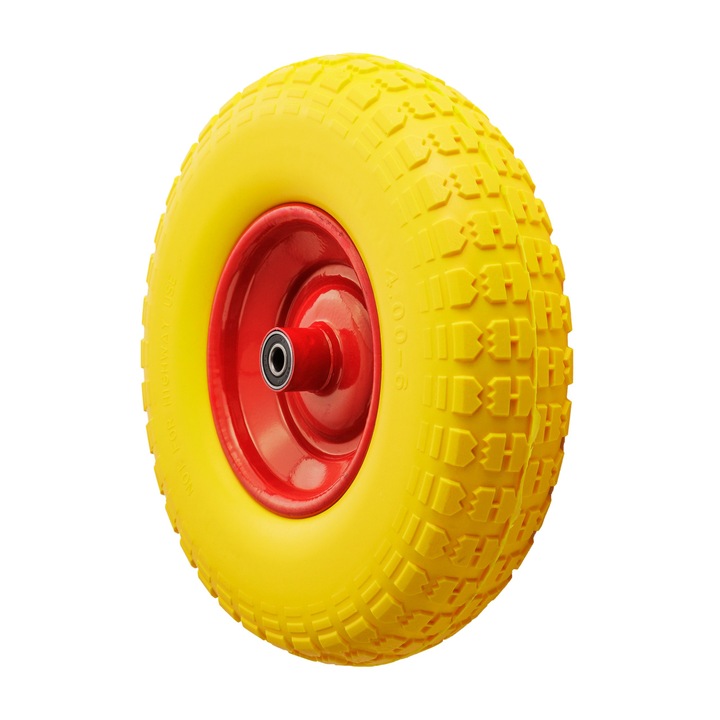 KÓŁKO DO TACZKI KOŁO DO WÓZKA PEŁNE PIANKOWE BEZDĘTKOWE 4.00-6 + OŚ