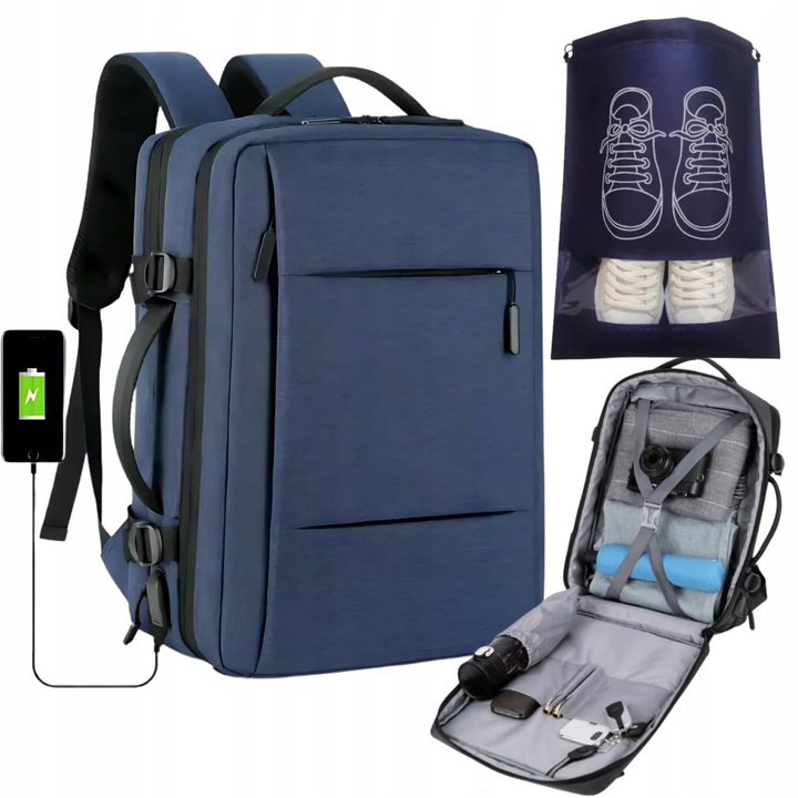 Plecak Bagaż Podręczny do Samolot 45x30x20 LOT Lufthansa EasyJet USB na But