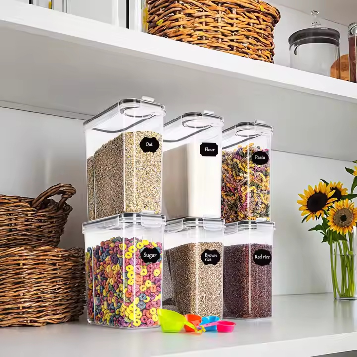 POJEMNIKI NA ŻYWNOŚĆ zestaw 4x2,5L pojemnik kuchenne + nakleji miarki