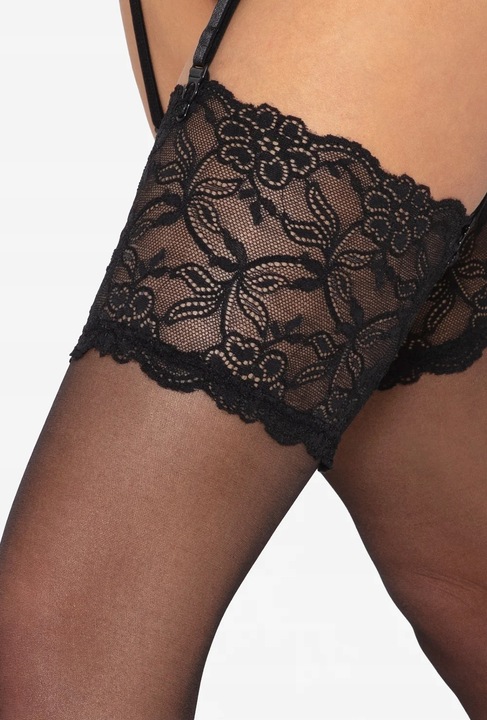 Gatta pończochy seksowne do paska koronkowe Venus lycra 3/4 nero