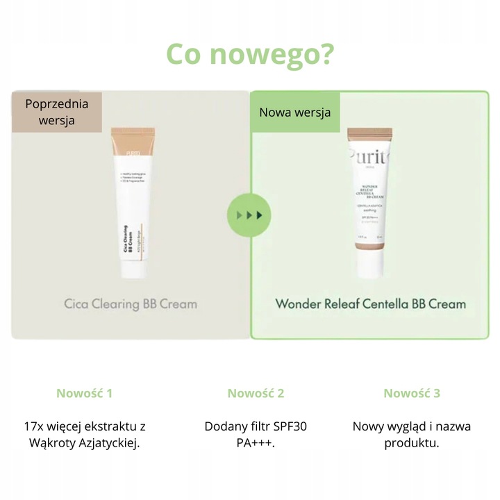 PURITO Cica Clearing BB Cream Krem BB #21 Light Beige 30 ml NOWA WERSJA