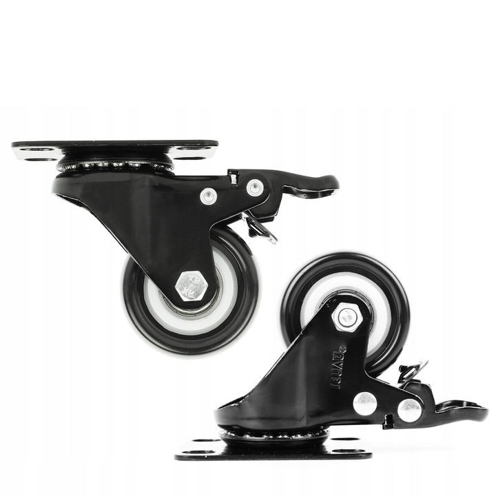 4× ZESTAW JEZDNY KÓŁKA OBROTOWE GUMOWE KOŁA ŁOŻYSKOWANE MEBLOWE 50mm