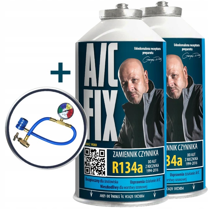 AC FIX Gaz do klimatyzacji R134A DUŻA PUSZKA +40% 626g + Manometr