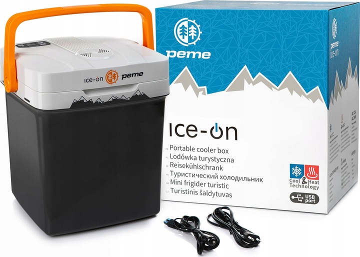 LODÓWKA TURYSTYCZNA Ice-On 27 SAMOCHODOWA Funkcja Grzania 12v 230v USB PEME