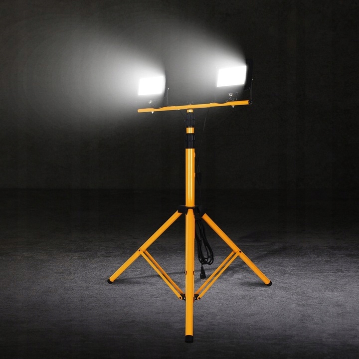 ZESTAW Halogen Naświetlacz LED + Statyw Budowlany 2x 100W 22000lm +