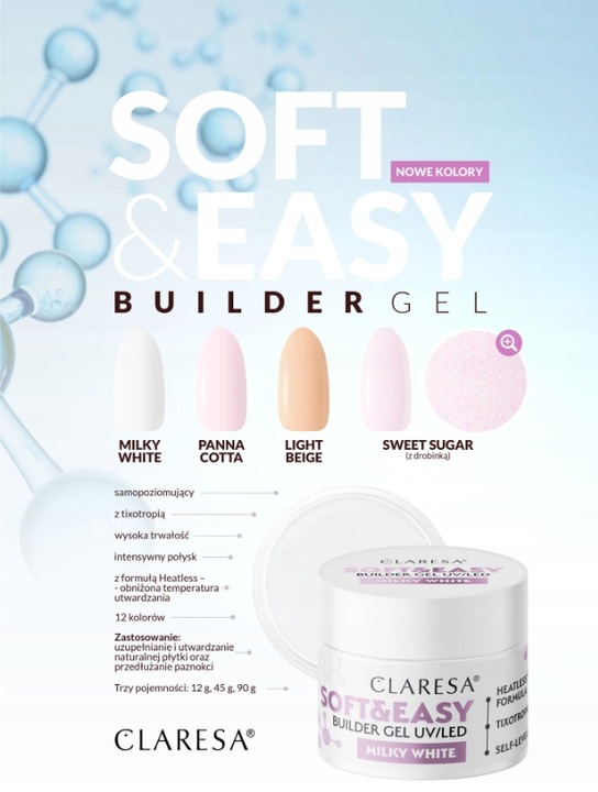 CLARESA ŻEL BUDUJĄCY MILKY WHITE 45G