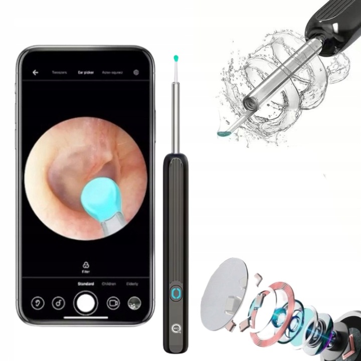SMART OTOSKOP KAMERA CZYSZCZENIE USZU WOSK WIFI HD APLIKACJA ENDOSKOP