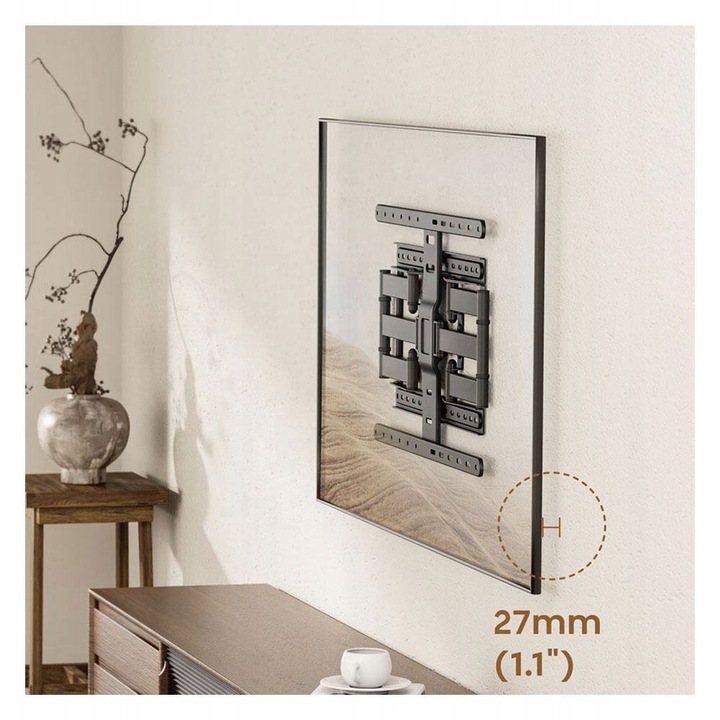 UCHWYT DO TELEWIZORA 43-90 CALI EXTRA MOCNY DO 60KG ULTRA PŁASKI TYLKO 27MM