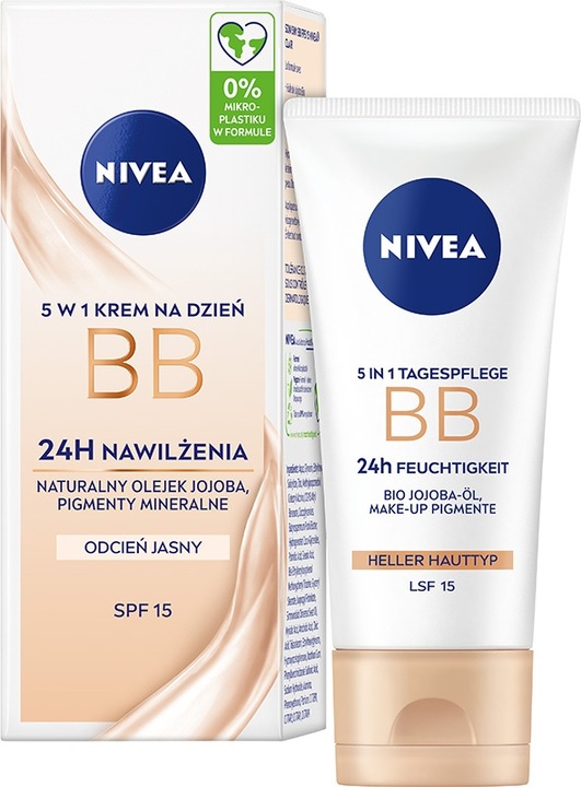 NIVEA BB 5w1 Krem na dzień filtr UV SPF 15 nawilżający - odcień jasny 50ml