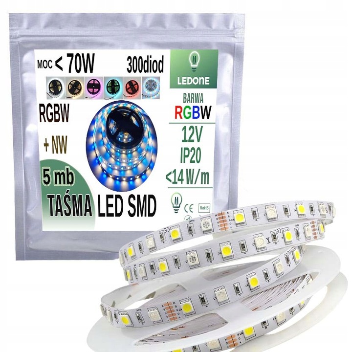 Taśma LED 5050 300 LED IP20 5m - RGBW + NEUTRALNA