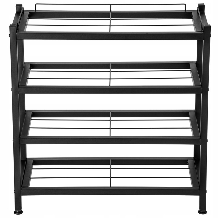 SZAFKA NA BUTY STOJAK METALOWY CZARNY 4 PÓŁKI ORGANIZER REGAŁ LOFTOWY