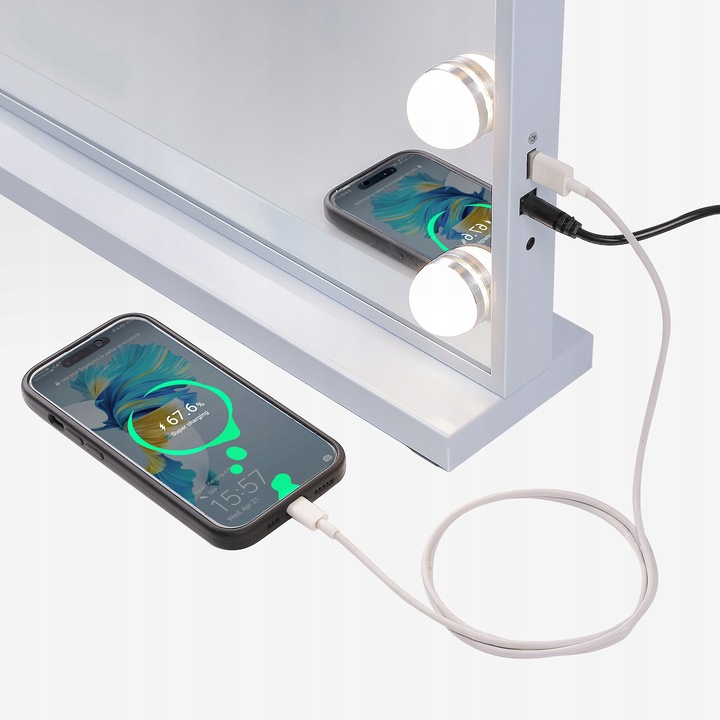 Lusterko kosmetyczne Hollywood stojące lustro do makijażu LED 15