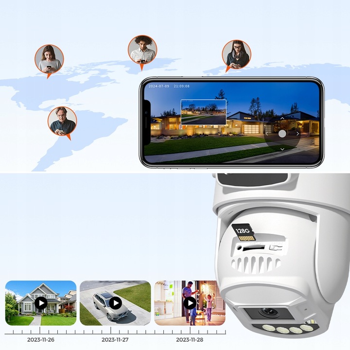 PODWÓJNA KAMERA 2W1 ZEWNĘTRZNA OBROTOWA IP WIFI 2x 5MPX QUAD HD MONITORING