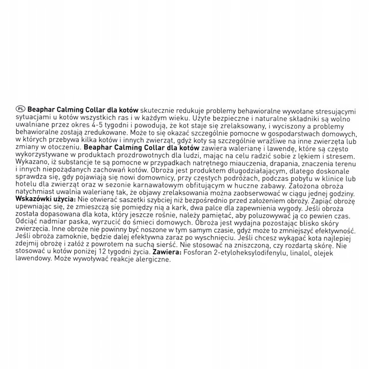 Beaphar CALMING COLLAR KOT - OBROŻA RELAKSACYJNA