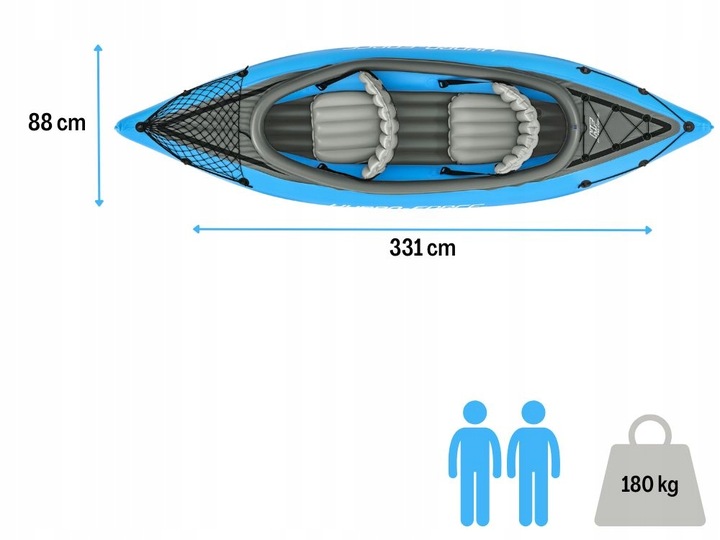 Kajak Dmuchany 2 os. Champion Bestway 65131 Pompka Wiosła Torba MODEL 2024