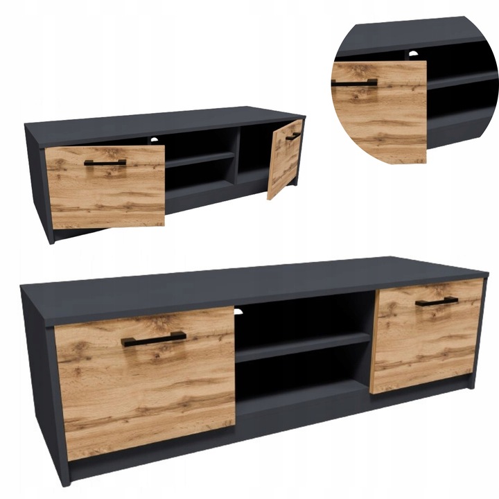 Szafka RTV 2DC 120cm GRAFIT-WOTAN duży stolik pod telewizor komoda