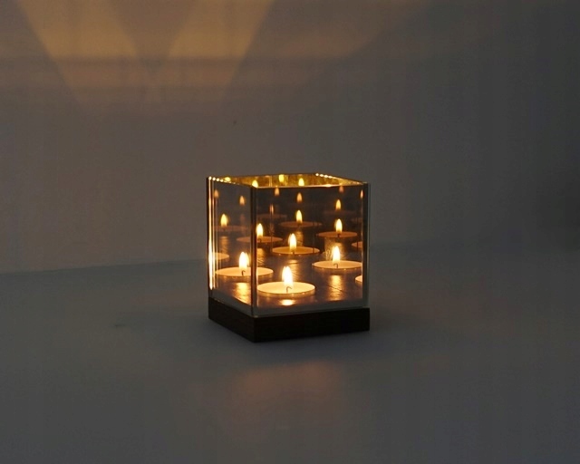 Świecznik magiczny z lustra 3D iluzja nieskończoność pojedynczy czarny