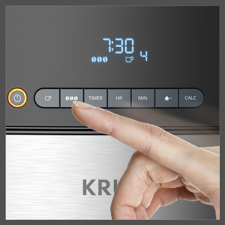 Ekspres przelewowy z wbudowanym młynkiem żarnowo-stalowy KRUPS KM8328