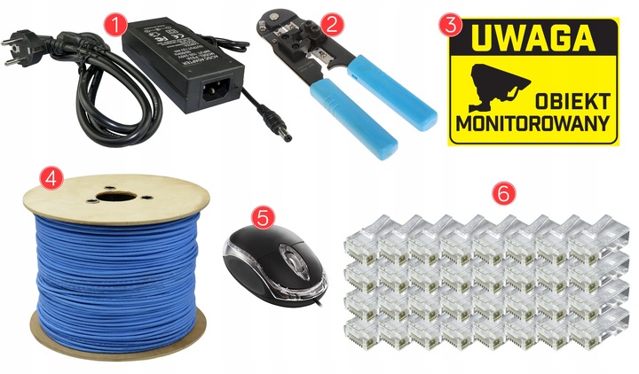 Monitoring cyfrowy IP 8 kamer 4Mpx PoE wbudowany mikrofon podgląd online