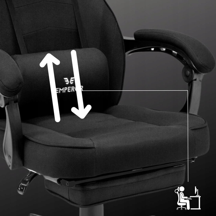 Fotel gamingowy biurowy krzesło gracza Emperor czarnyTkanina