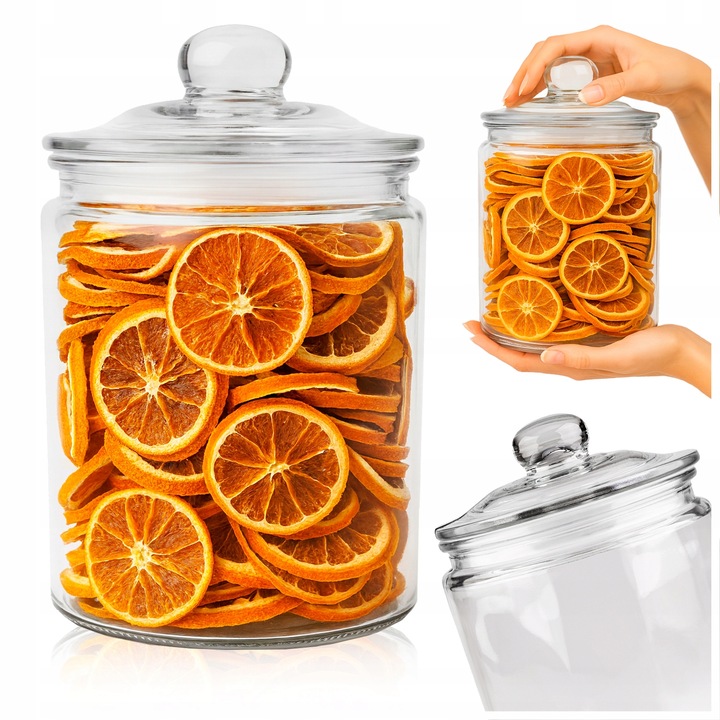 SZKLANY POJEMNIK KUCHENNY 2L SŁOIK NA HERBATĘ KAWĘ ORZECHY CIASTKA