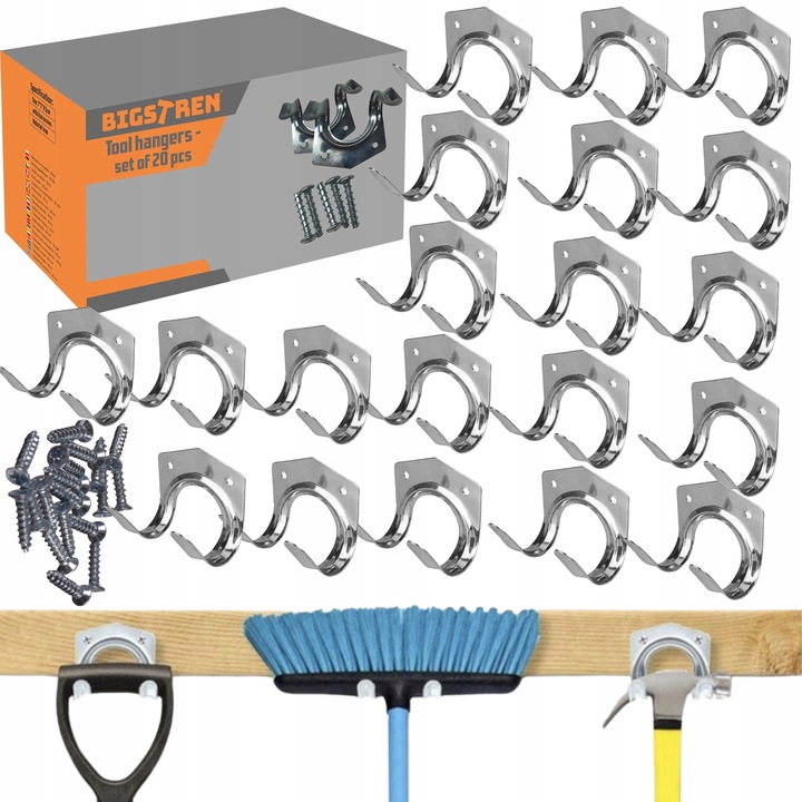 WIESZAK ŚCIENNY NA NARZĘDZIA OGRODOWE UCHWYT MIOTŁY GRABIE MOP ŁOPATE