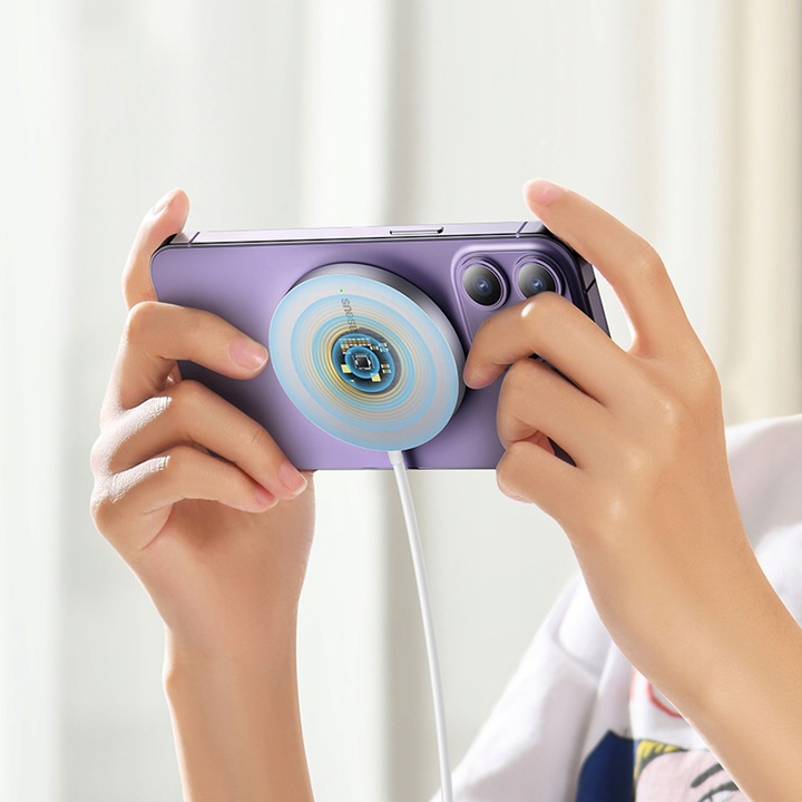 Baseus ładowarka indukcyjna Simple Mini 3 15W MagSafe iphone kabel USB-C