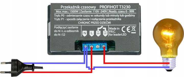 TIMER PROGRAMATOR PRZEKAŹNIK CZASOWY ZEGAR CZASÓWKA 230V 1500W T3230