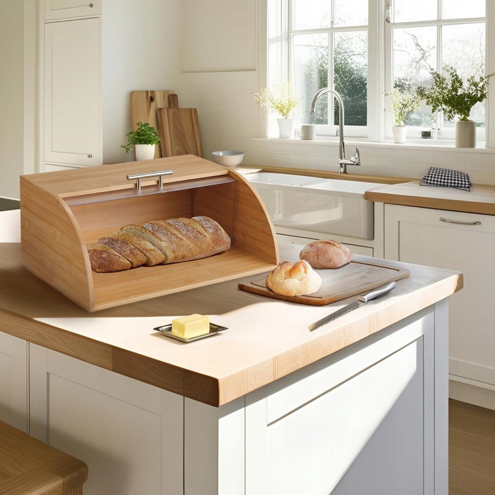 Chlebak bambusowy drewniany 41cm pojemnik na pieczywo chleb bułki KLAUSBERG