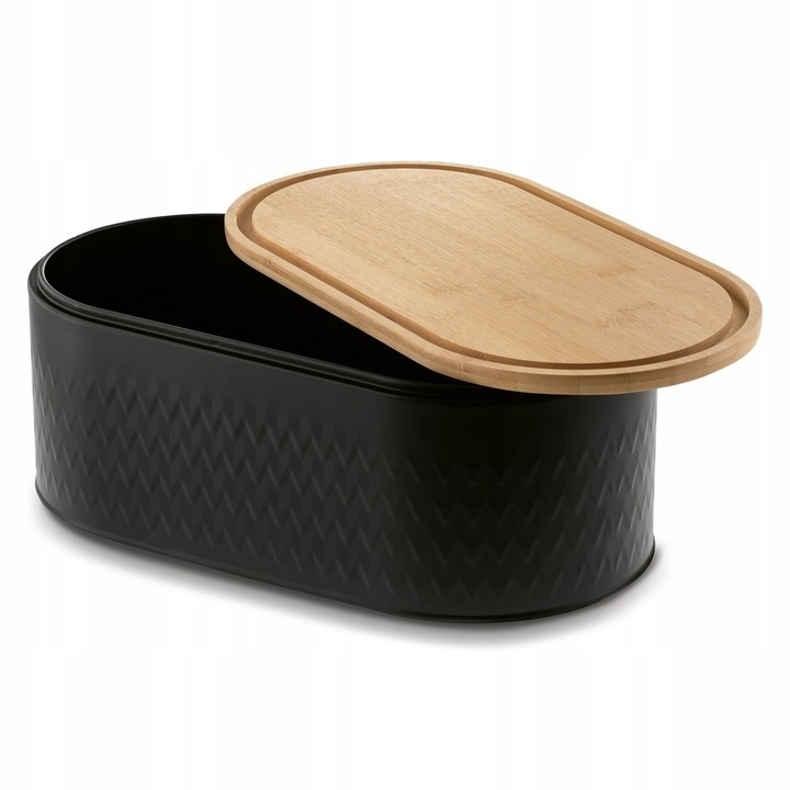 CHLEBAK Stalowy DESKA do KROJENIA BAMBUS Tadar Iconic 34x18x12,5 cm CZARNY