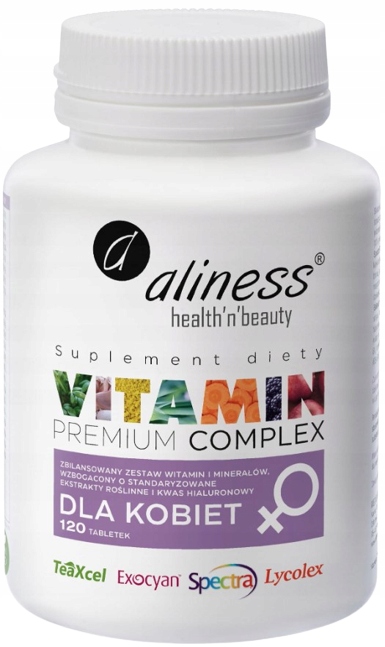 Aliness WITAMINY I MINERAŁY kompleks DLA KOBIET Kwas hialuronowy Selen