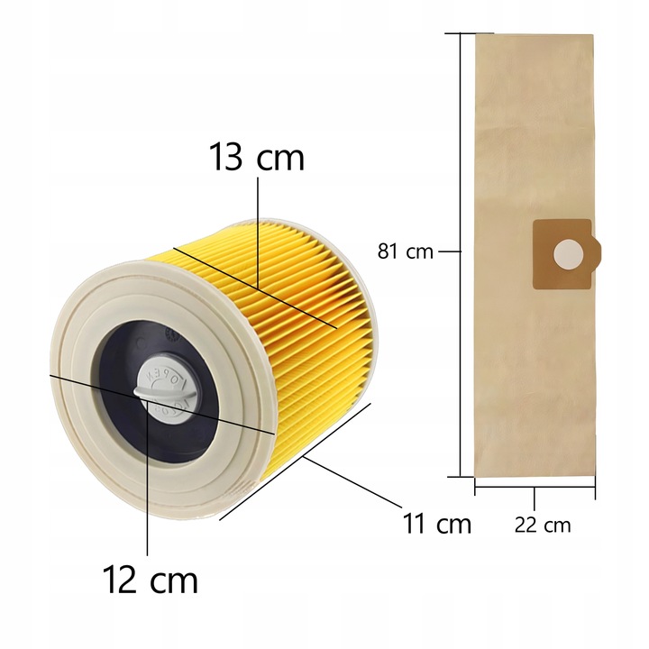 10X WORKI + FILTR DO ODKURZACZA KARCHER WD3 MV3 WD2 SE 4001 K2000 PAPIEROWE