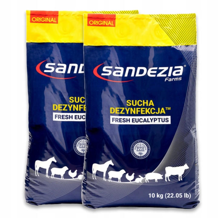 2 x SANDEZIA SUCHA DEZYNFEKCJA 10KG DRÓB NIOSKI KURNIK WIRUSY BAKTERIE