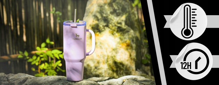 Duży Kubek Termiczny do Auta Ze Słomką Ustnikiem Nieprzeciekający 1200ml