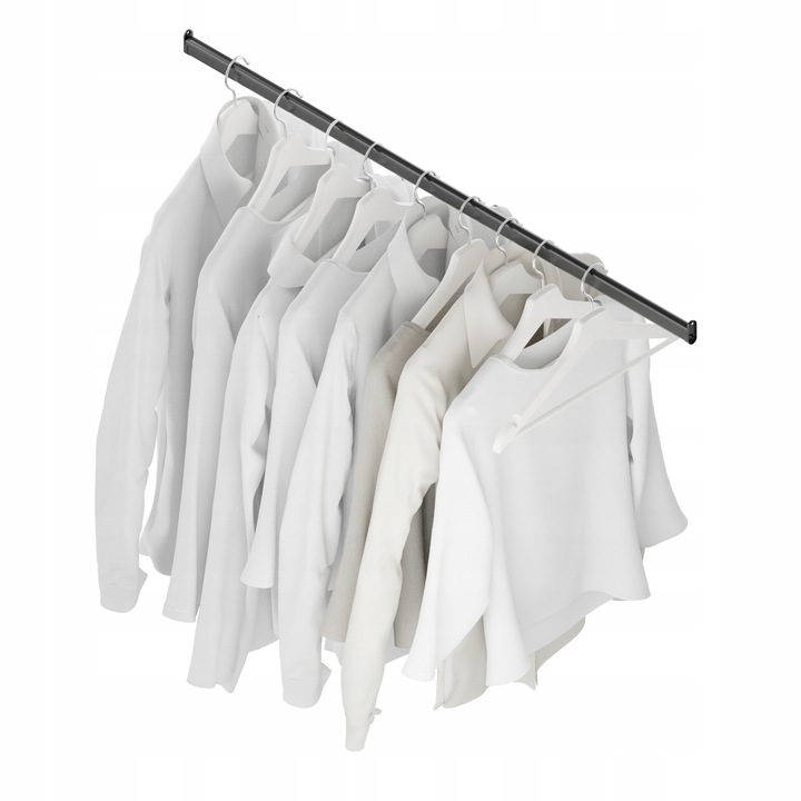 Czarny owalny drążek do szafy garderoby rurka na ubrania 100 cm + 2