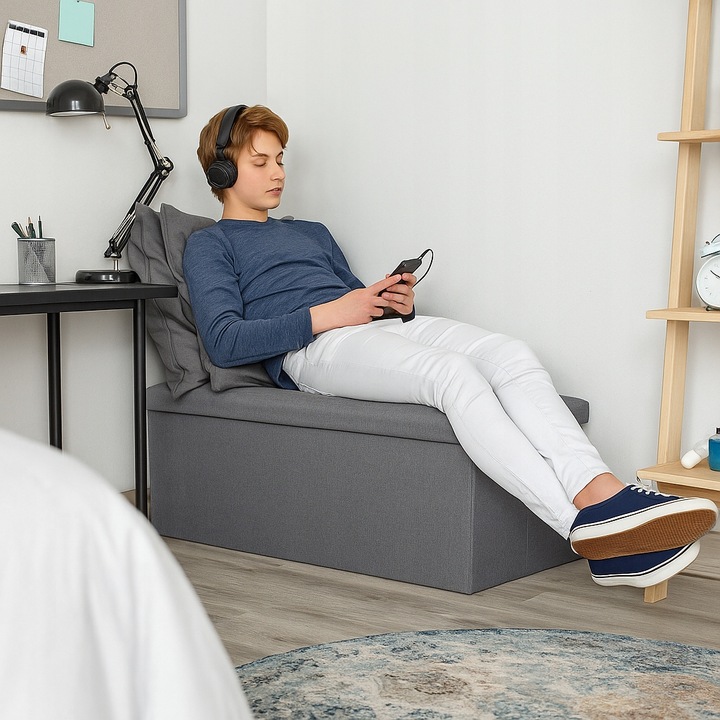 PUFA Z POJEMNIKIEM SKRZYNIA TAPICEROWANA SIEDZISKO OTWIERANA SCHOWEK